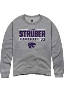 Tyson Struber Rally Mens Graphite K-State Wildcats NIL Stacked Box Crew Sweatshirt