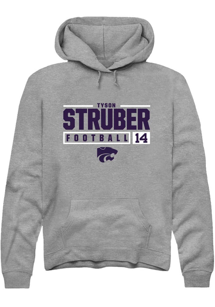 Tyson Struber Rally K-State Wildcats Mens Grey NIL Stacked Box Long Sleeve Hoodie