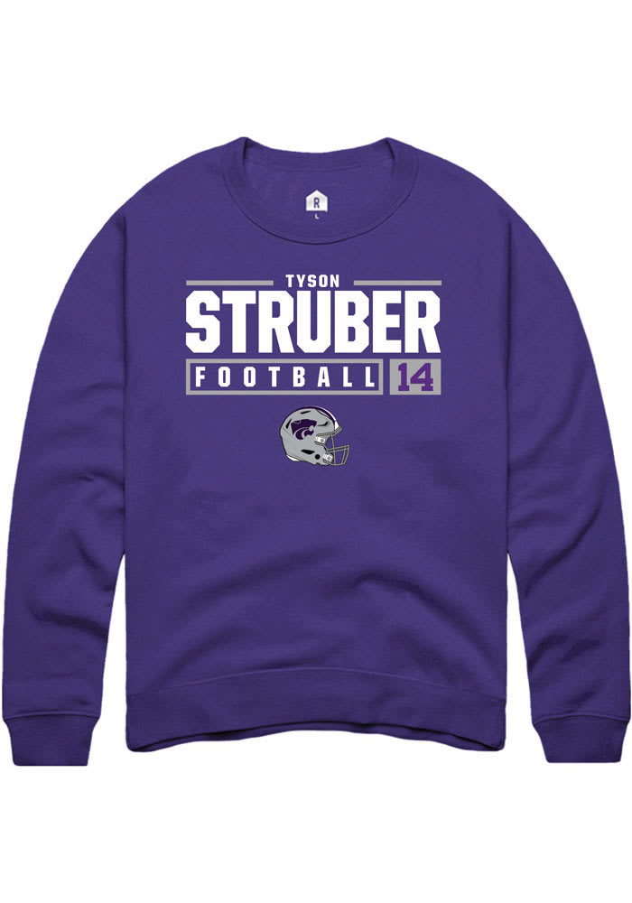 Tyson Struber Rally K-State Wildcats Mens Purple NIL Stacked Box Long Sleeve Crew Sweatshirt