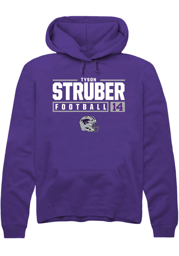 Tyson Struber Rally K-State Wildcats Mens Purple NIL Stacked Box Long Sleeve Hoodie