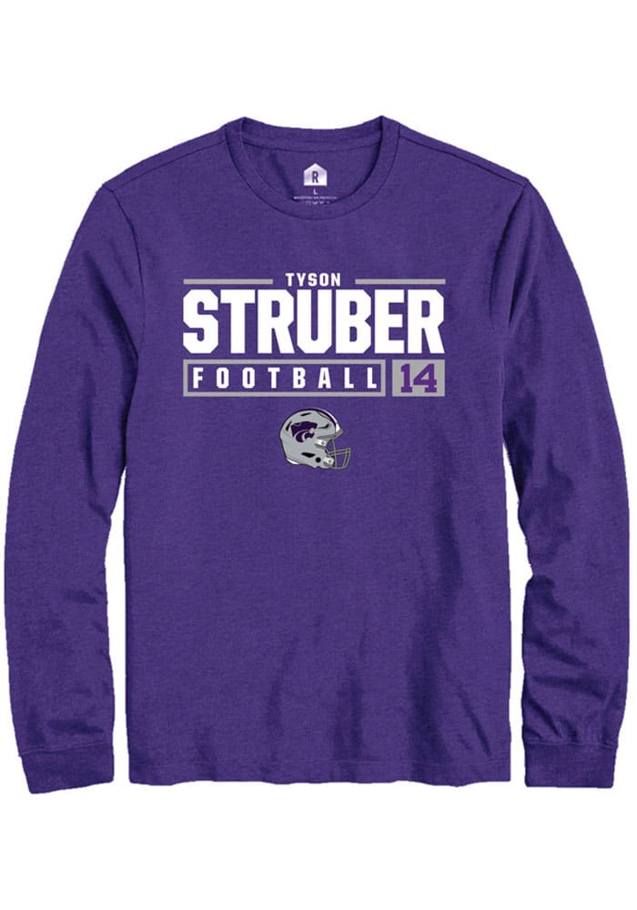 Tyson Struber K-State Wildcats Purple Rally NIL Stacked Box Long Sleeve T Shirt