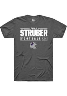 Tyson Struber Dark Grey K-State Wildcats NIL Stacked Box Short Sleeve T Shirt