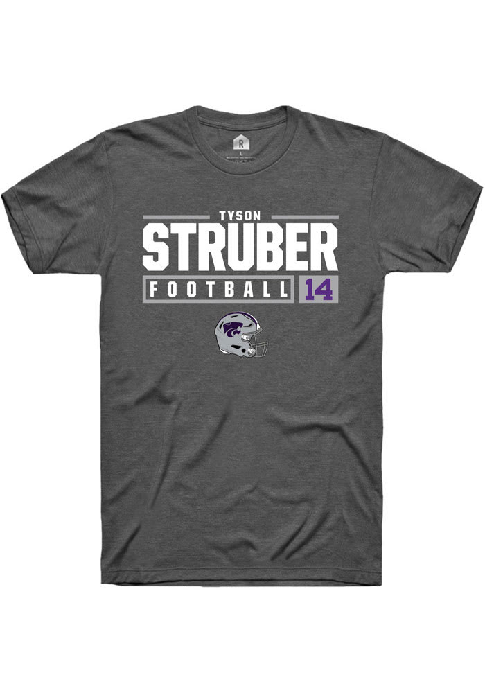 Tyson Struber K-State Wildcats Grey Rally NIL Stacked Box Short Sleeve T Shirt