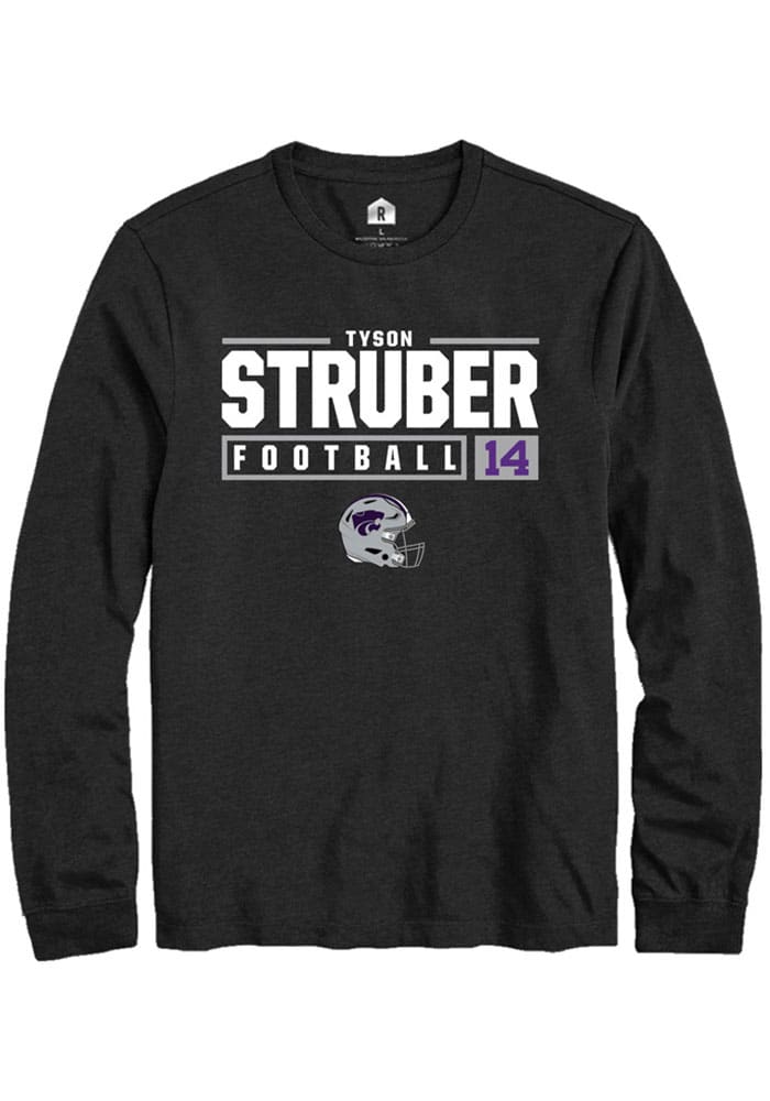 Tyson Struber K-State Wildcats Black Rally NIL Stacked Box Long Sleeve T Shirt