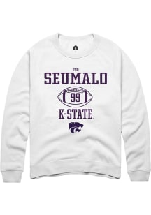 Uso Seumalo Rally Mens White K-State Wildcats NIL Sport Icon Crew Sweatshirt