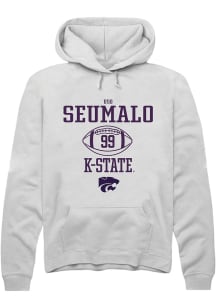 Uso Seumalo Rally Mens White K-State Wildcats NIL Sport Icon Hooded Sweatshirt