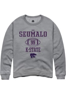 Uso Seumalo Rally Mens Graphite K-State Wildcats NIL Sport Icon Crew Sweatshirt