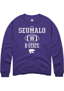 Uso Seumalo Rally Mens Purple K-State Wildcats NIL Sport Icon Crew Sweatshirt