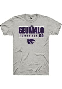 Uso Seumalo Ash K-State Wildcats NIL Stacked Box Short Sleeve T Shirt