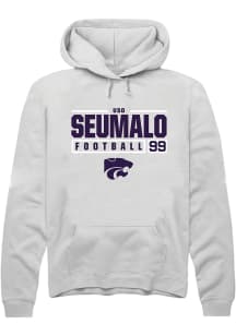 Uso Seumalo Rally Mens White K-State Wildcats NIL Stacked Box Hooded Sweatshirt