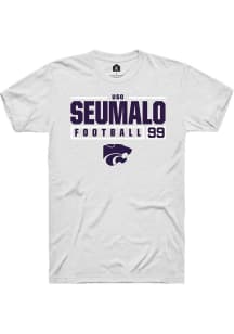 Uso Seumalo White K-State Wildcats NIL Stacked Box Short Sleeve T Shirt