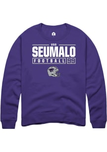 Uso Seumalo Rally Mens Purple K-State Wildcats NIL Stacked Box Crew Sweatshirt