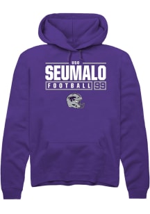 Uso Seumalo Rally Mens Purple K-State Wildcats NIL Stacked Box Hooded Sweatshirt