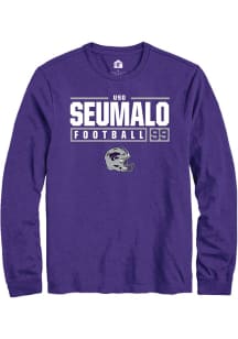 Uso Seumalo Rally Mens Purple K-State Wildcats NIL Stacked Box Tee