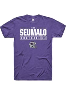 Uso Seumalo Purple K-State Wildcats NIL Stacked Box Short Sleeve T Shirt