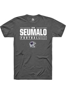 Uso Seumalo Dark Grey K-State Wildcats NIL Stacked Box Short Sleeve T Shirt