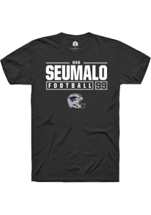 Uso Seumalo Black K-State Wildcats NIL Stacked Box Short Sleeve T Shirt