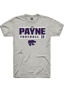 Victor Payne Ash K-State Wildcats NIL Stacked Box Short Sleeve T Shirt