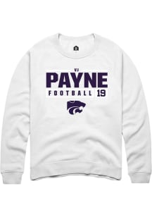 Victor Payne Rally Mens White K-State Wildcats NIL Stacked Box Crew Sweatshirt