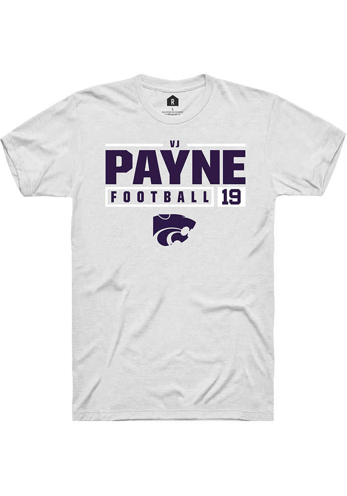 Victor Payne K-State Wildcats White Rally NIL Stacked Box Short Sleeve T Shirt