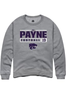 Victor Payne Rally Mens Graphite K-State Wildcats NIL Stacked Box Crew Sweatshirt