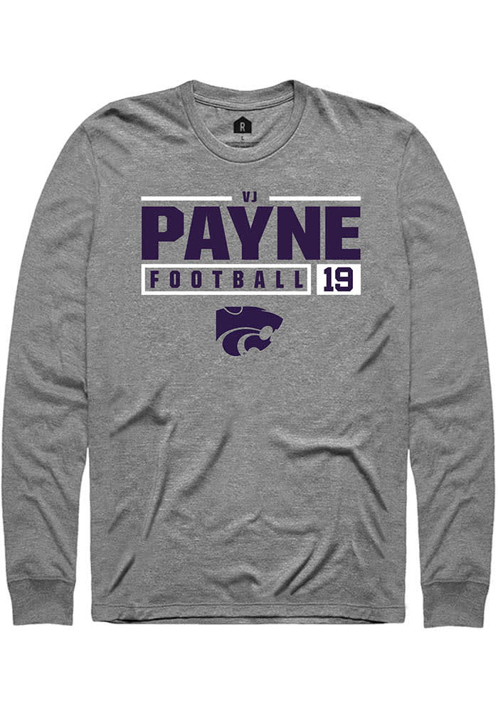 Victor Payne K-State Wildcats Grey Rally NIL Stacked Box Long Sleeve T Shirt