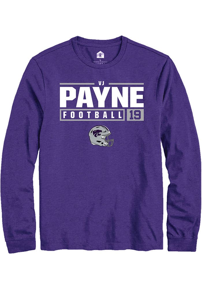 Victor Payne K-State Wildcats Purple Rally NIL Stacked Box Long Sleeve T Shirt