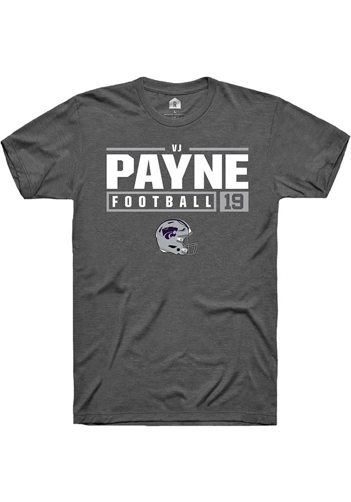 Victor Payne K-State Wildcats Grey Rally NIL Stacked Box Short Sleeve T Shirt