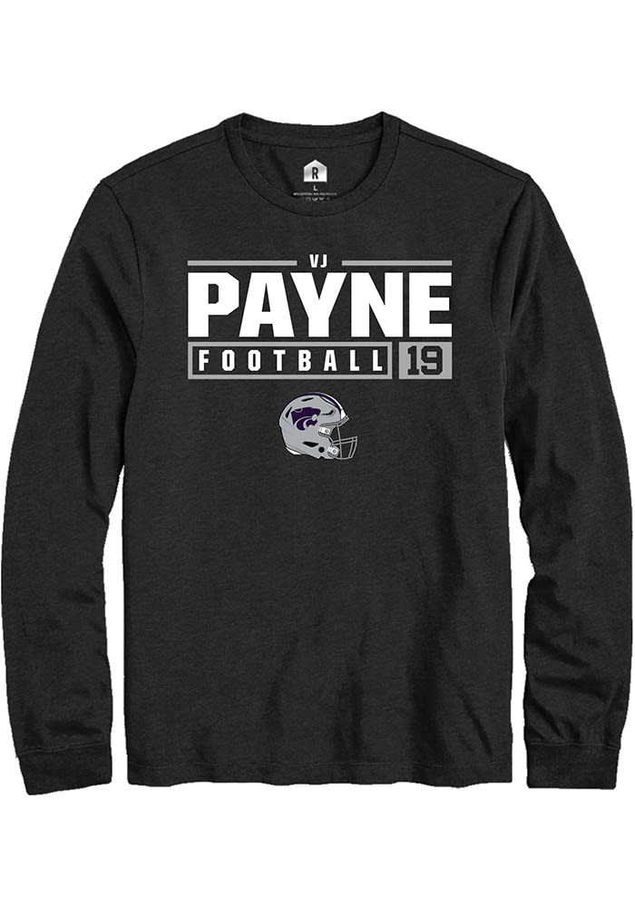 Victor Payne K-State Wildcats Black Rally NIL Stacked Box Long Sleeve T Shirt