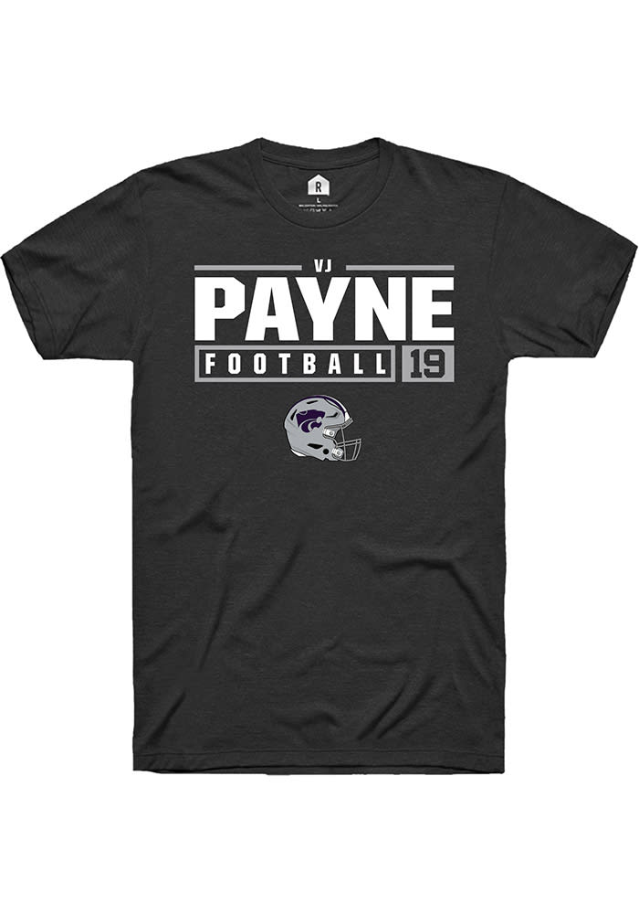 Victor Payne K-State Wildcats Black Rally NIL Stacked Box Short Sleeve T Shirt