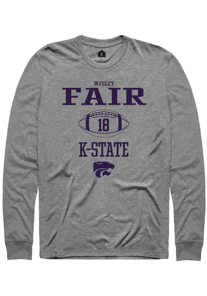 Wesley Fair K-State Wildcats Grey Rally NIL Sport Icon Long Sleeve T Shirt