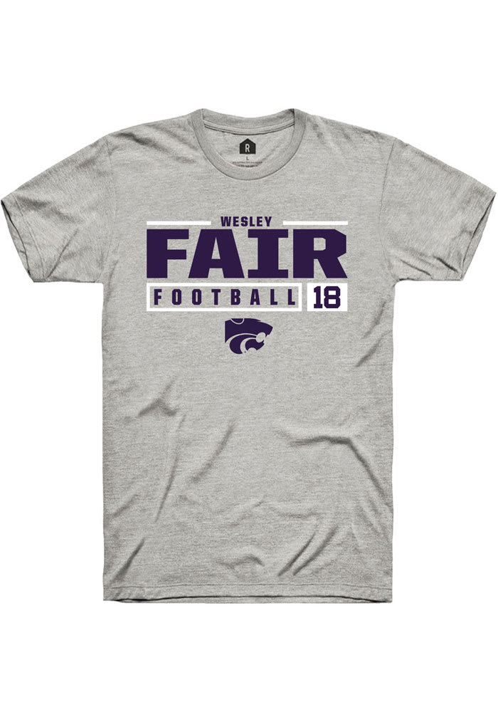 Wesley Fair K-State Wildcats Grey Rally NIL Stacked Box Short Sleeve T Shirt