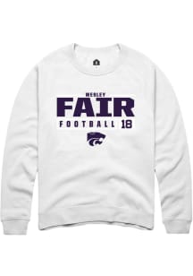 Wesley Fair Rally Mens White K-State Wildcats NIL Stacked Box Crew Sweatshirt