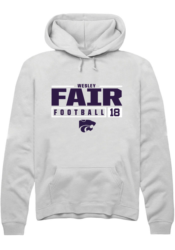 Wesley Fair Rally K-State Wildcats Mens White NIL Stacked Box Long Sleeve Hoodie