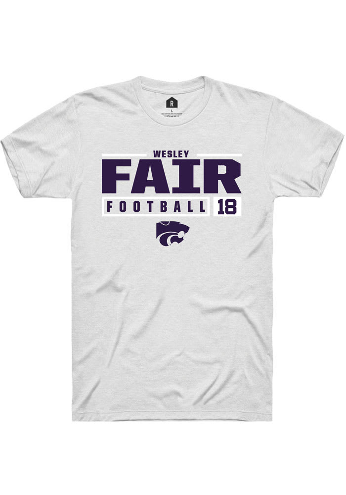 Wesley Fair K-State Wildcats White Rally NIL Stacked Box Short Sleeve T Shirt