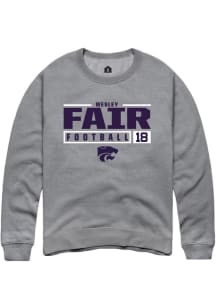 Wesley Fair Rally Mens Graphite K-State Wildcats NIL Stacked Box Crew Sweatshirt