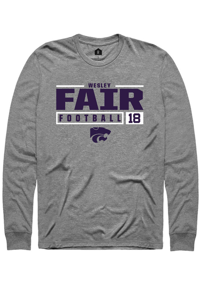 Wesley Fair K-State Wildcats Grey Rally NIL Stacked Box Long Sleeve T Shirt