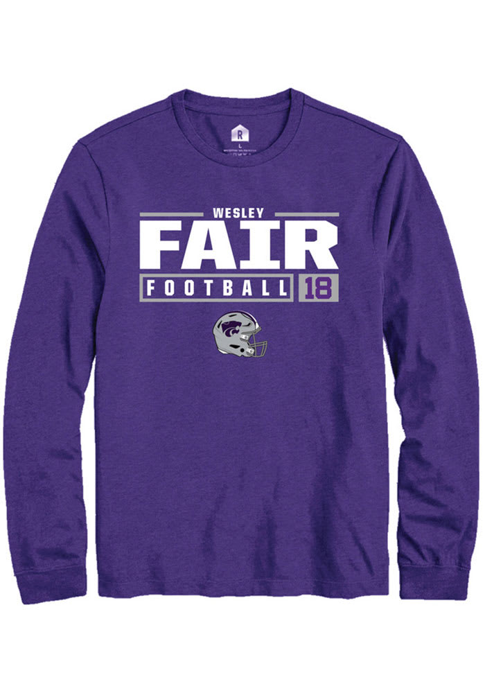 Wesley Fair K-State Wildcats Purple Rally NIL Stacked Box Long Sleeve T Shirt