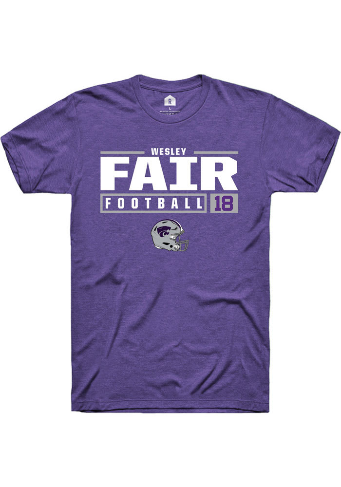 Wesley Fair K-State Wildcats Purple Rally NIL Stacked Box Short Sleeve T Shirt