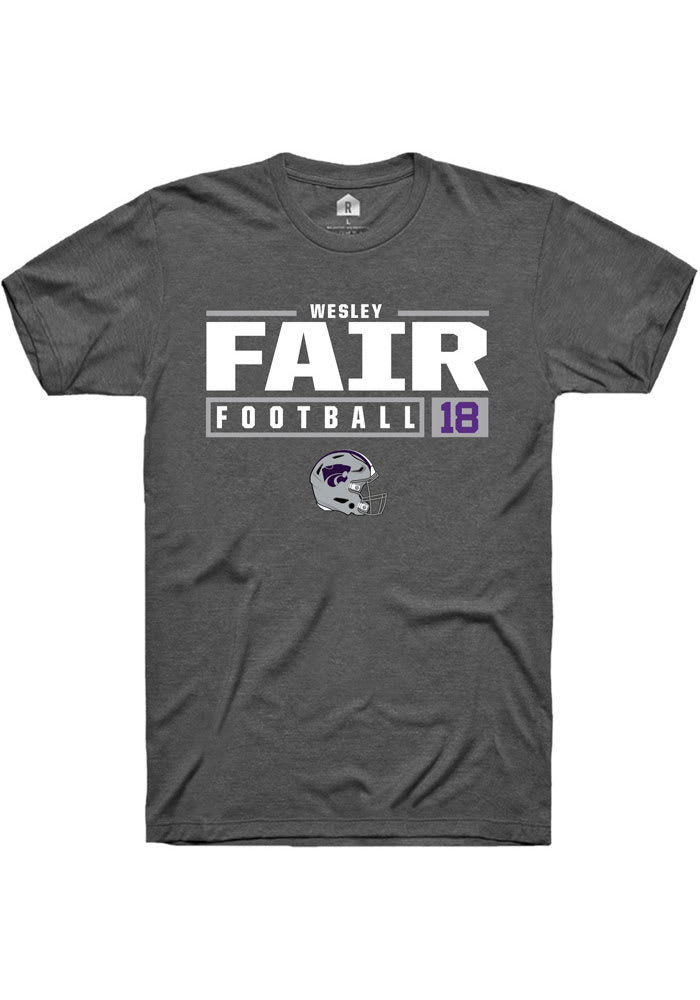 Wesley Fair K-State Wildcats Grey Rally NIL Stacked Box Short Sleeve T Shirt