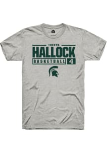 Theryn Hallock Ash Michigan State Spartans NIL Stacked Box Short Sleeve T Shirt