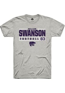 William Swanson Ash K-State Wildcats NIL Stacked Box Short Sleeve T Shirt