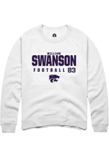 William Swanson Rally Mens White K-State Wildcats NIL Stacked Box Crew Sweatshirt