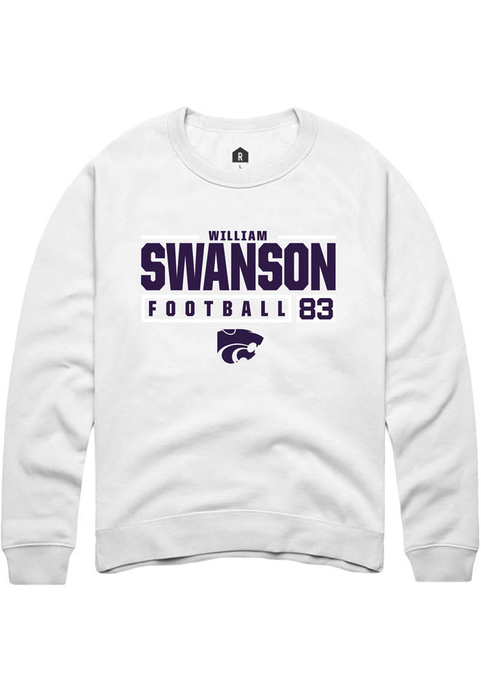 William Swanson Rally K-State Wildcats Mens White NIL Stacked Box Long Sleeve Crew Sweatshirt