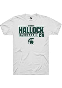 Theryn Hallock White Michigan State Spartans NIL Stacked Box Short Sleeve T Shirt