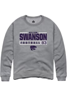 William Swanson Rally Mens Graphite K-State Wildcats NIL Stacked Box Crew Sweatshirt