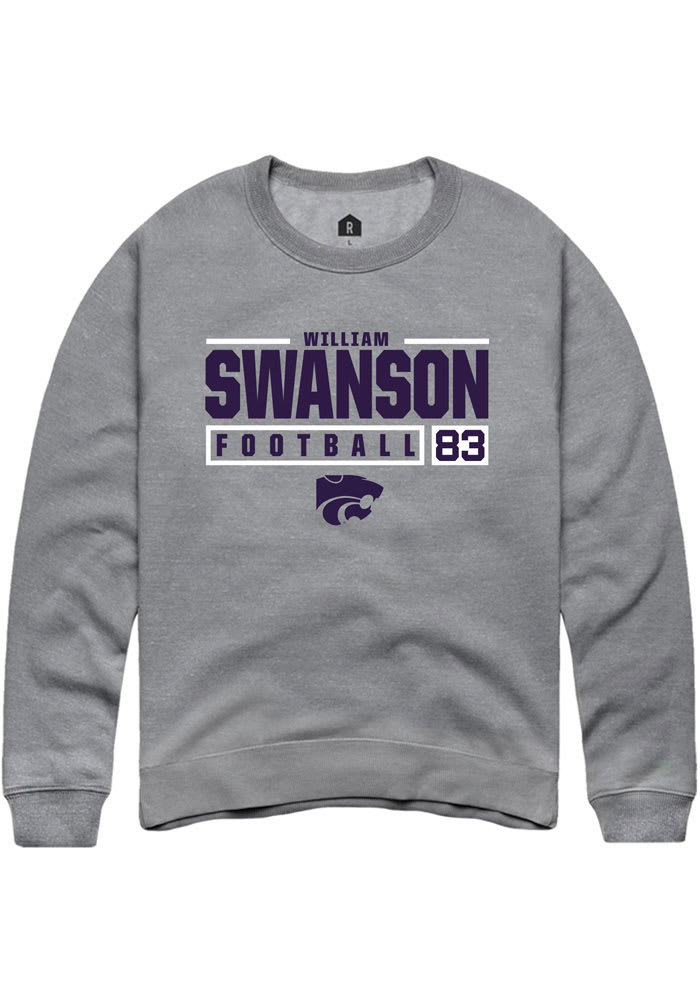 William Swanson Rally K-State Wildcats Mens Grey NIL Stacked Box Long Sleeve Crew Sweatshirt
