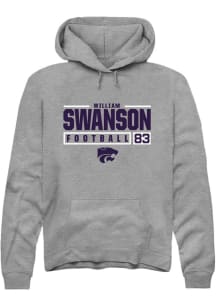 William Swanson Rally Mens Graphite K-State Wildcats NIL Stacked Box Hooded Sweatshirt