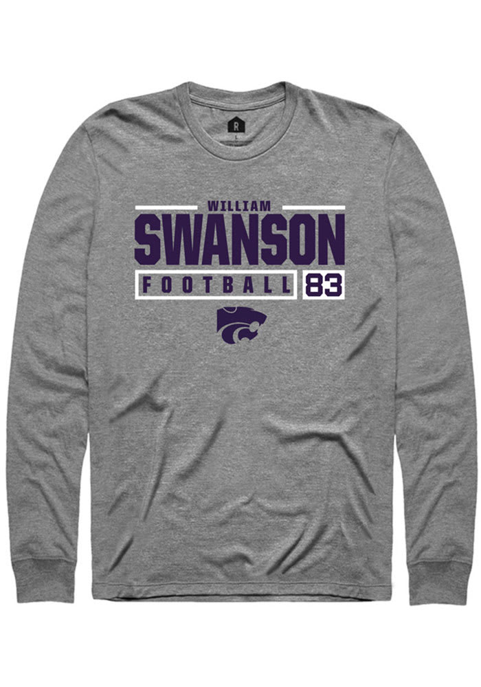 William Swanson K-State Wildcats Grey Rally NIL Stacked Box Long Sleeve T Shirt