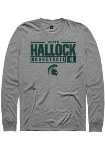 Theryn Hallock Rally Mens Graphite Michigan State Spartans NIL Stacked Box Tee